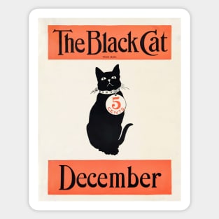 Art deco style The Black Cat poster print with December written on the bottom. Sticker